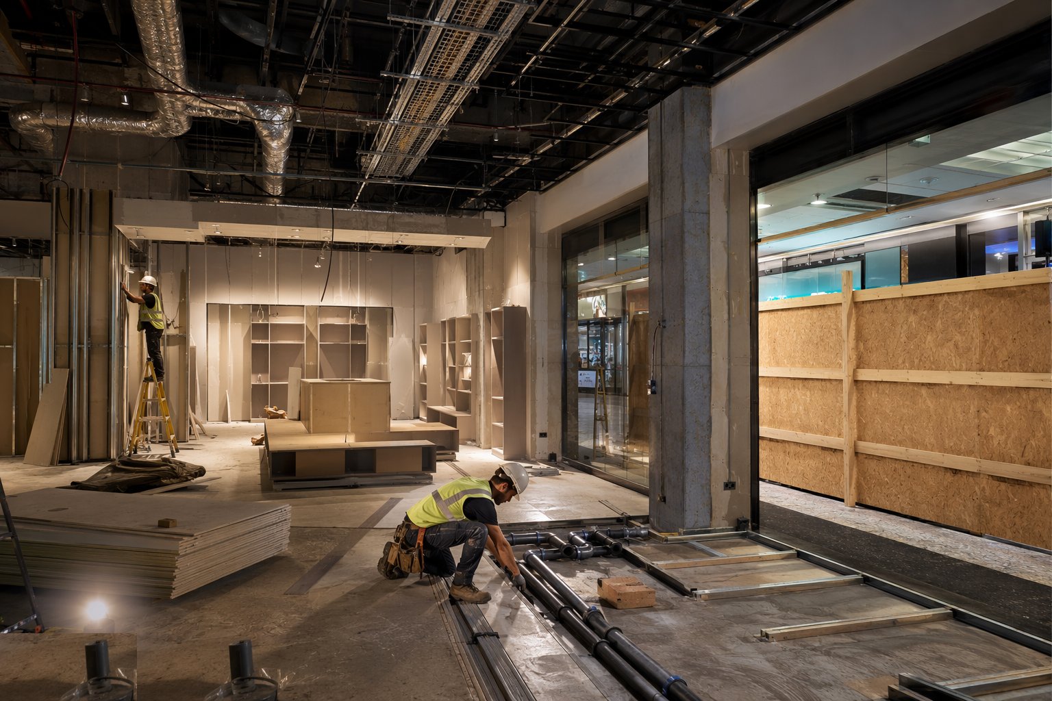 First fix: services off the landlord connections — Shopfitting & Retail Fit-Out, step 4