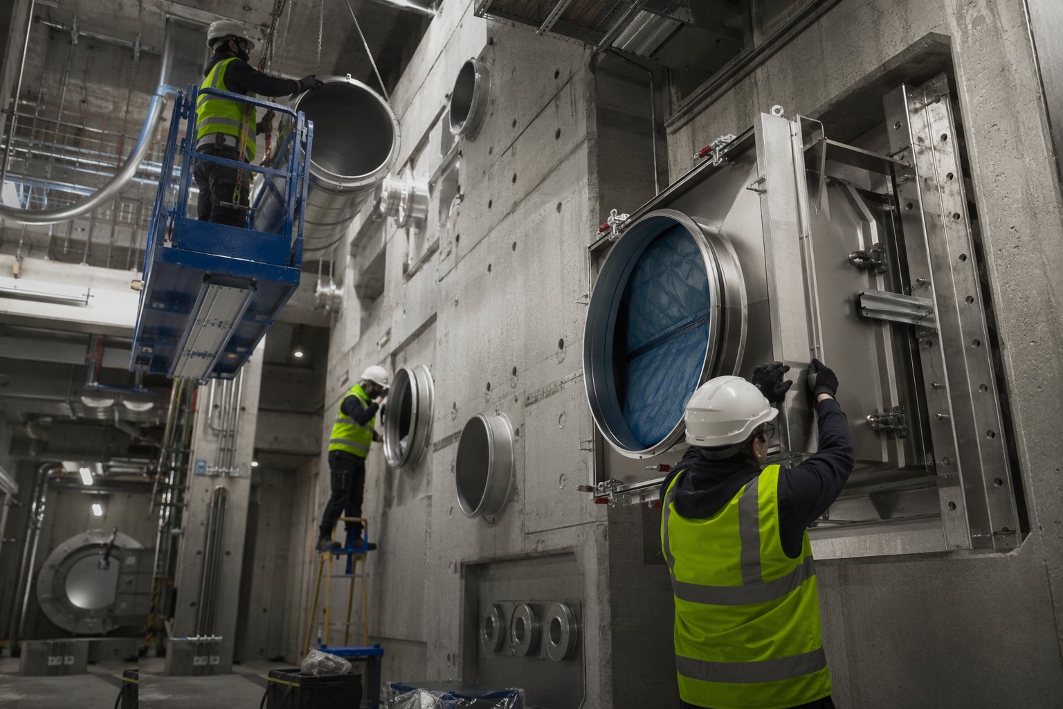 Install HVAC, dampers and the pressure regime — Containment Facilities (BSL Construction), step 3