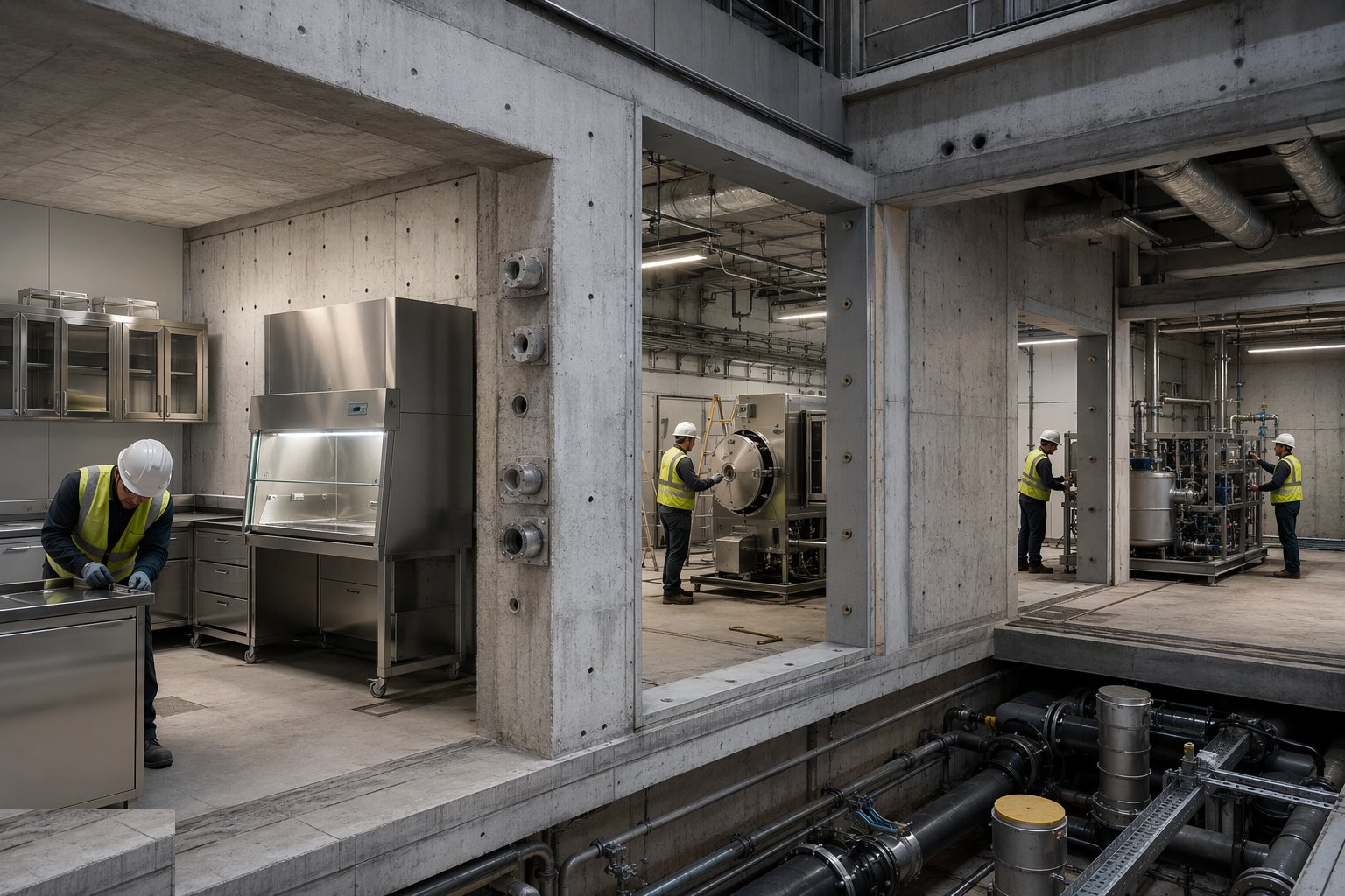 Install cabinets, autoclaves and effluent treatment — Containment Facilities (BSL Construction), step 5