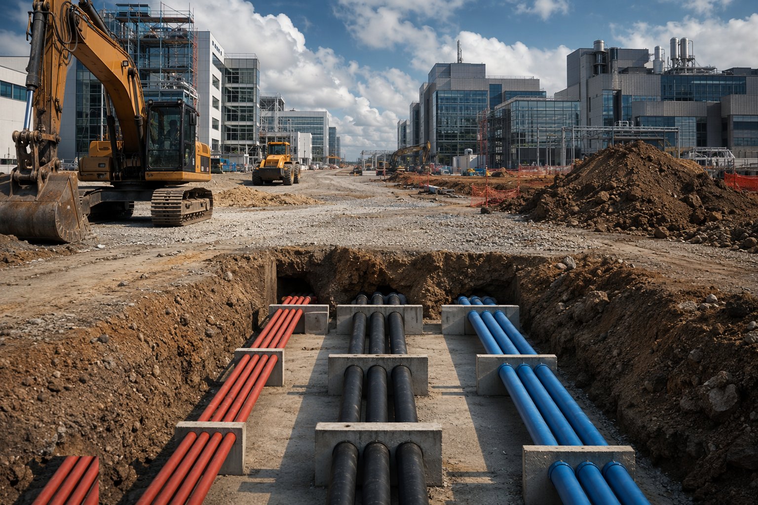 Install primary distribution: HV, thermal and water — Research Campus Infrastructure, step 2