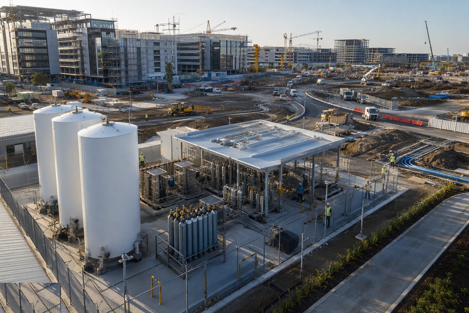 Install gas farms, stores and specialist distribution — Research Campus Infrastructure, step 4