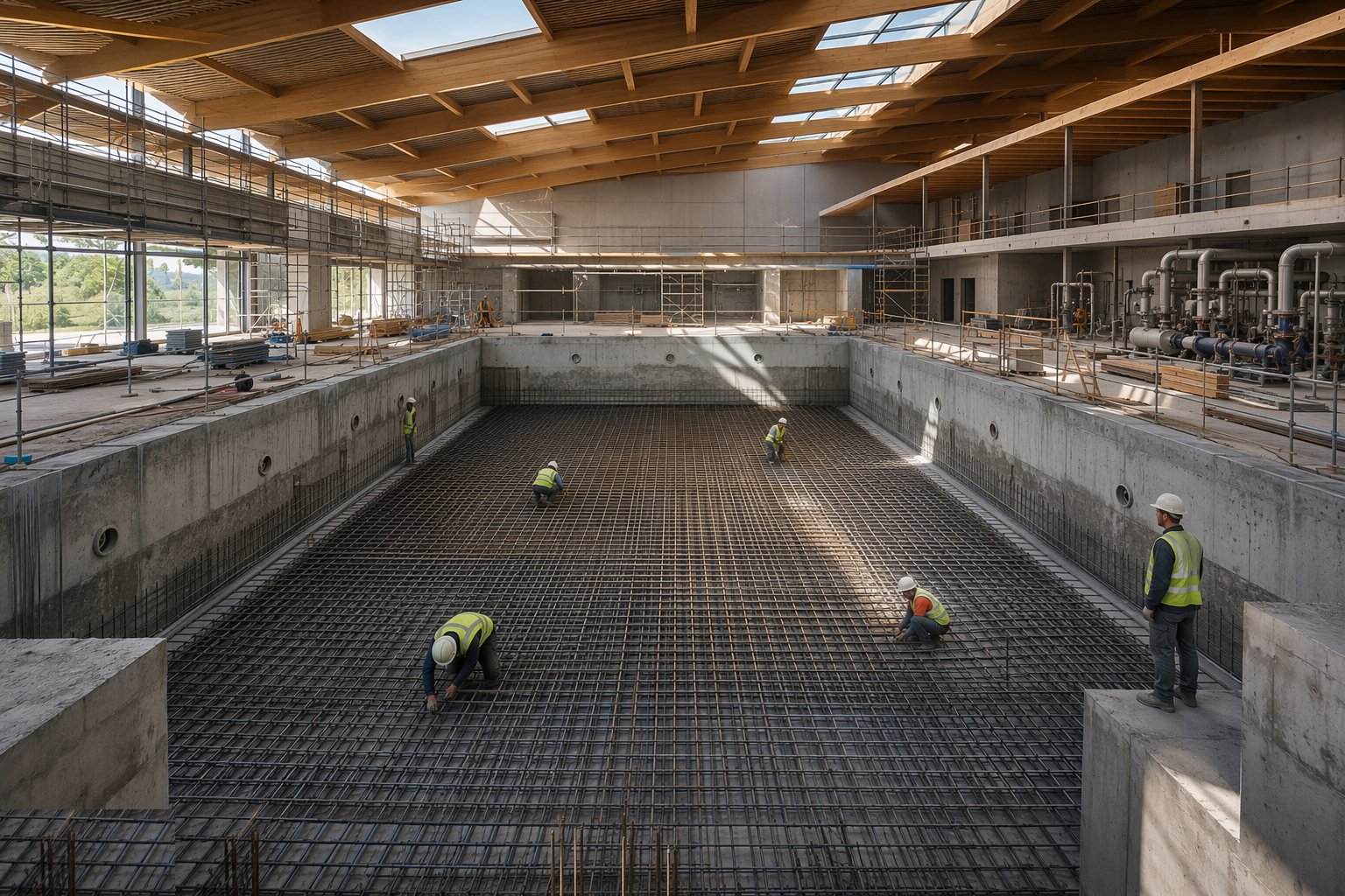 Excavate and form the tank base — Leisure Centres & Swimming Pools, step 1