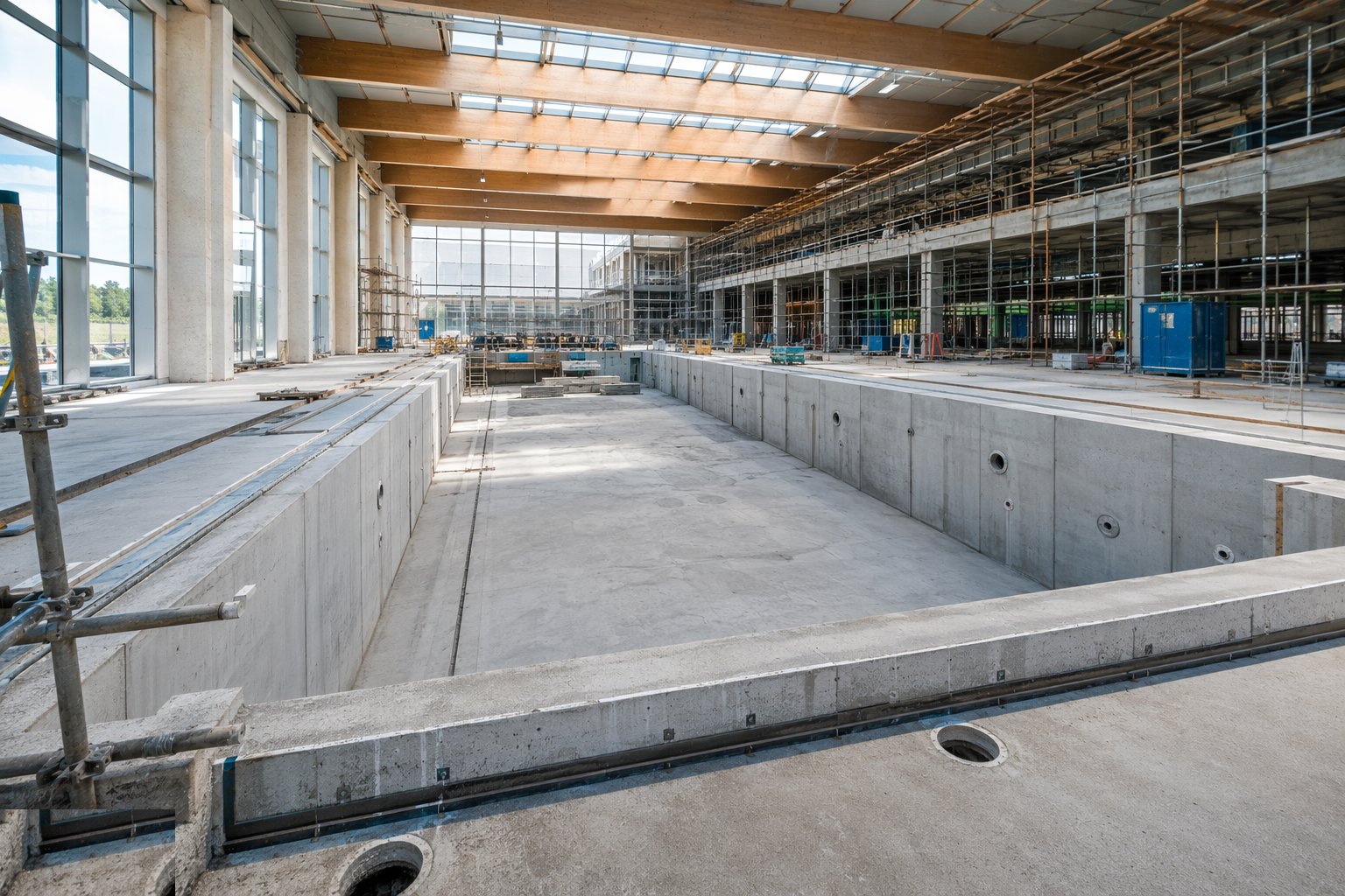 Cast walls and channels with controlled joints — Leisure Centres & Swimming Pools, step 2
