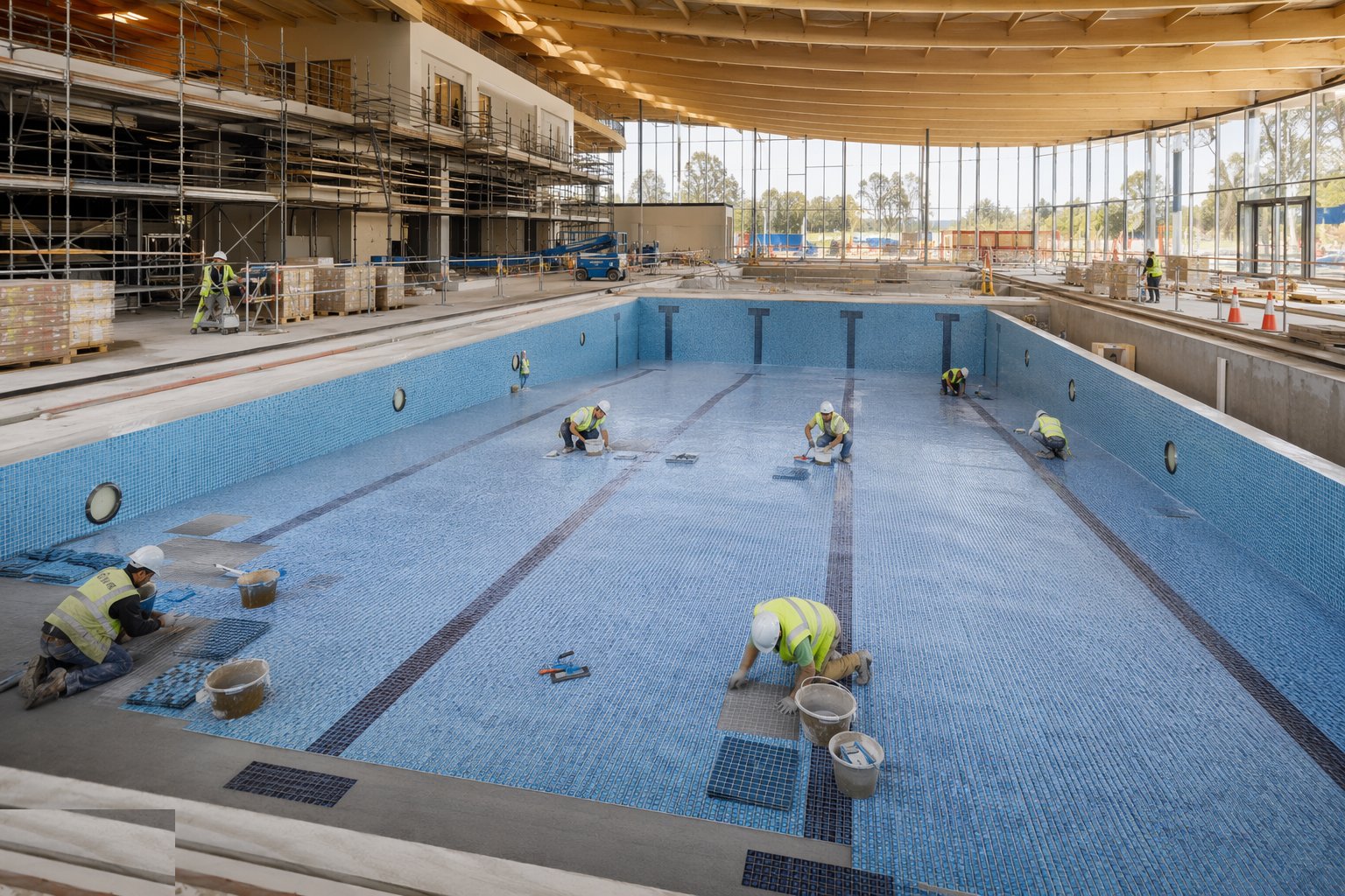 Render, screed and tile the tank — Leisure Centres & Swimming Pools, step 4