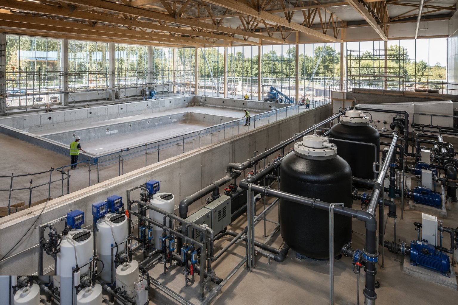 Build the balance tank and install the plant — Leisure Centres & Swimming Pools, step 5