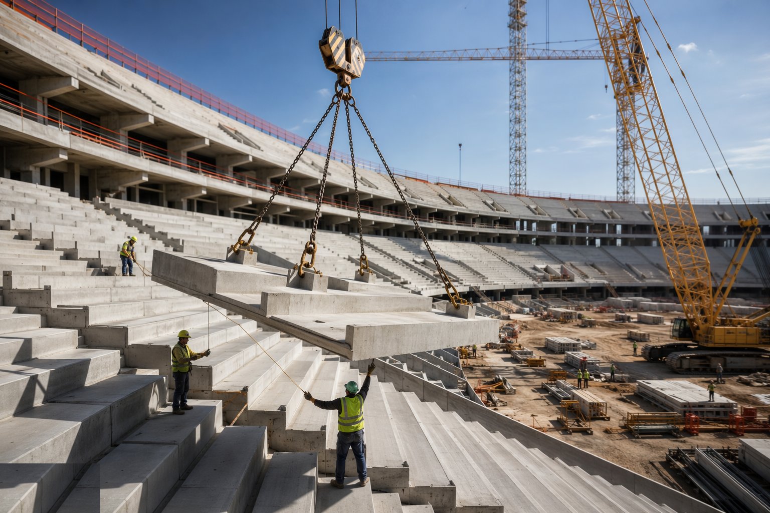 Install the precast terrace units — Stadium Construction, step 3