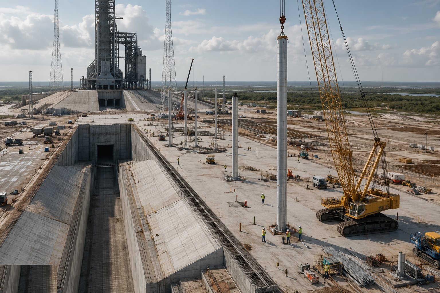 Erect lightning protection and the earth network — Launch Facility & Pad Construction, step 5
