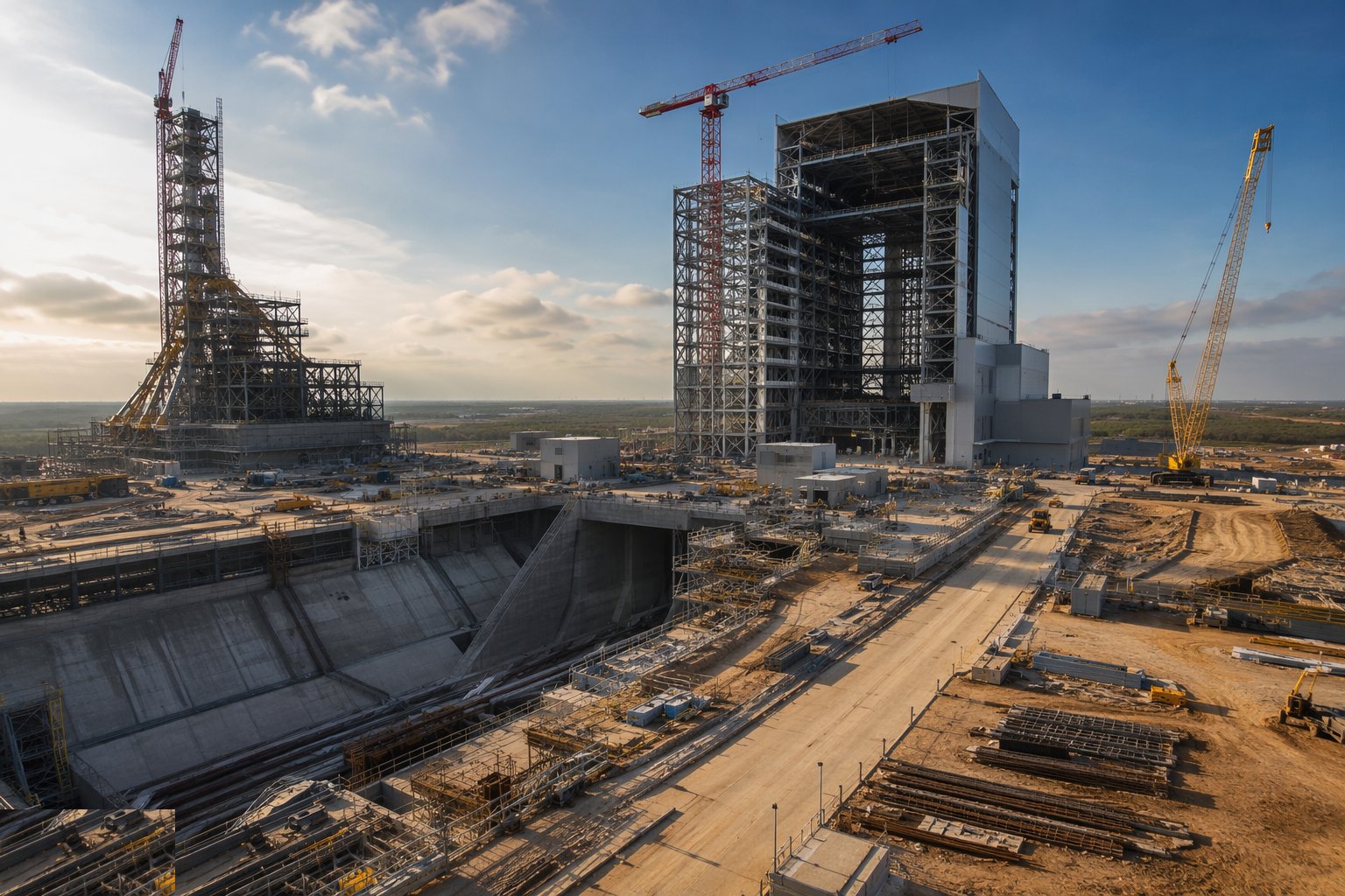 Construct integration buildings and transporter routes — Launch Facility & Pad Construction, step 6