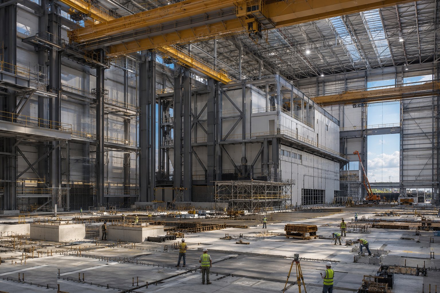 Engineer the structure for cranes, chambers and flatness — Satellite Assembly & Integration Facilities, step 1