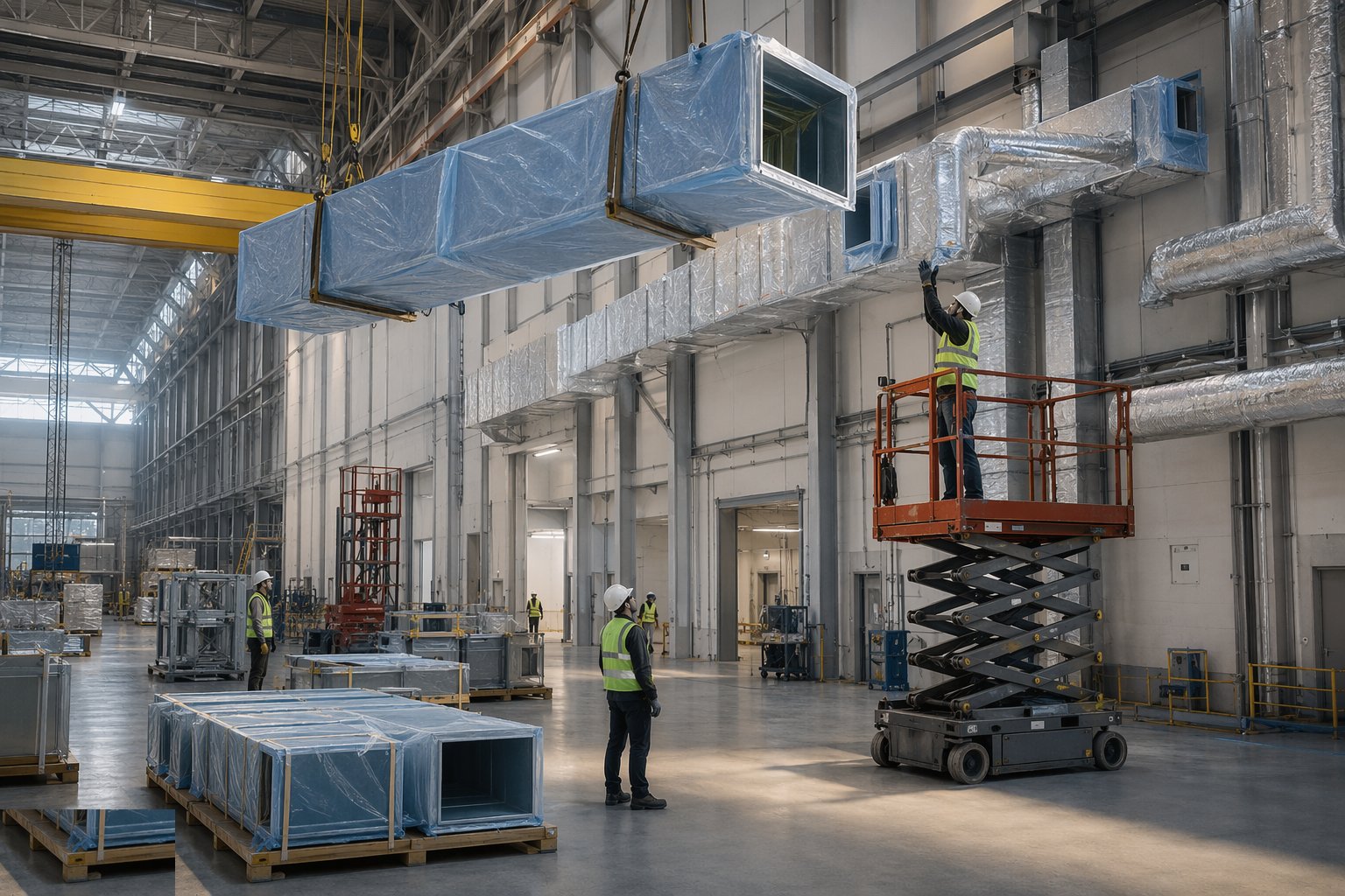 Install the air handling and cleanliness systems — Satellite Assembly & Integration Facilities, step 3