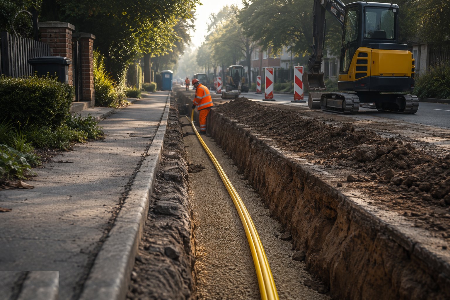 Excavate and lay the duct run — Fibre Network Installation, step 2
