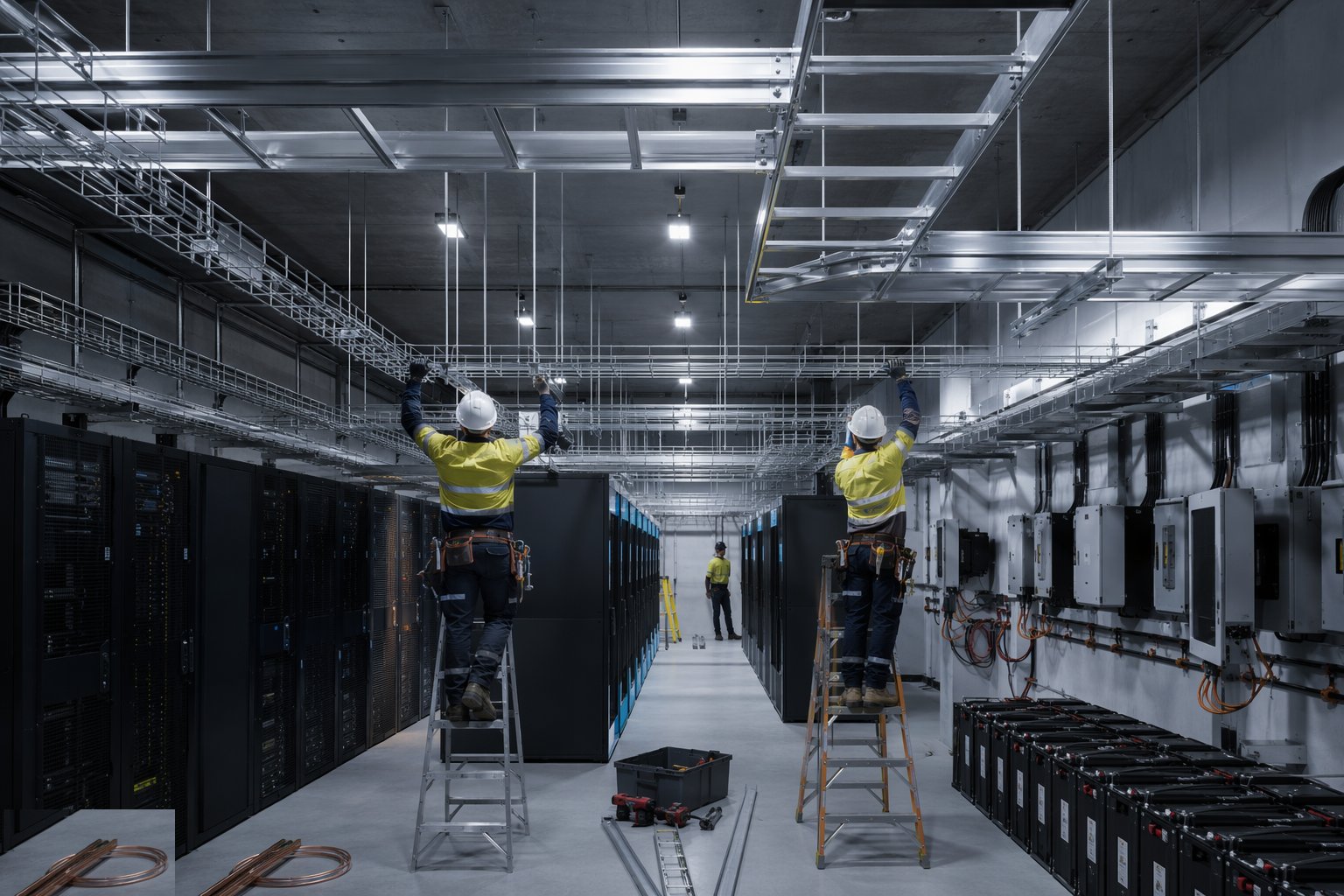 Install containment, earthing and cable routes — Telecom Exchanges & Equipment Rooms, step 2