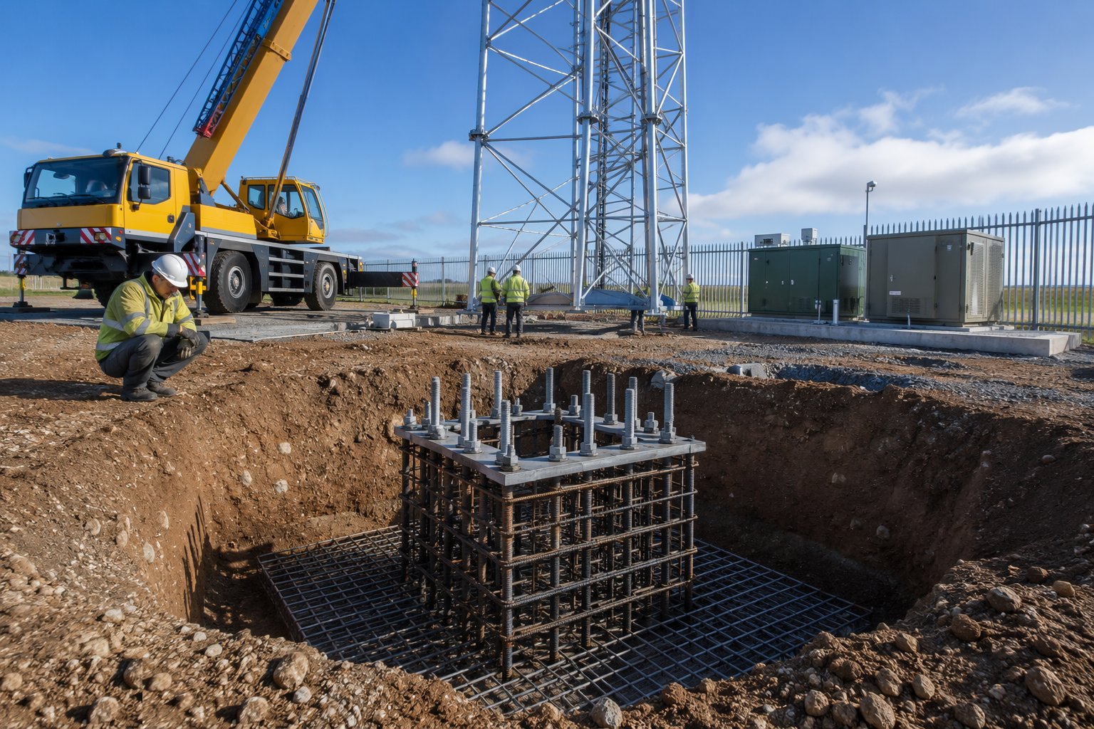 Set out and construct the foundations — Telecom Towers, Masts & Rooftop Sites, step 2