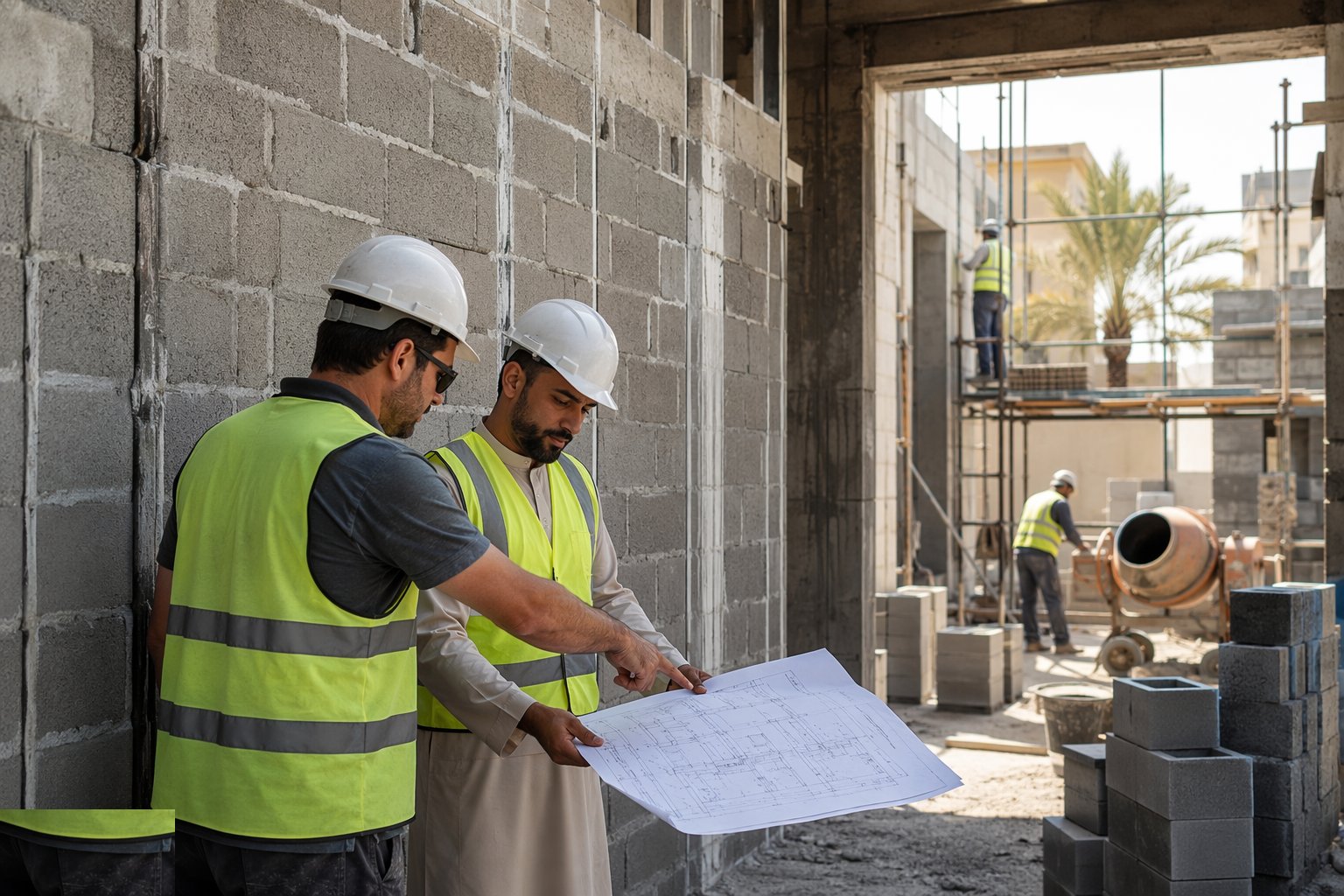 Coordinate the services before they chase — Block Wall Construction, step 7