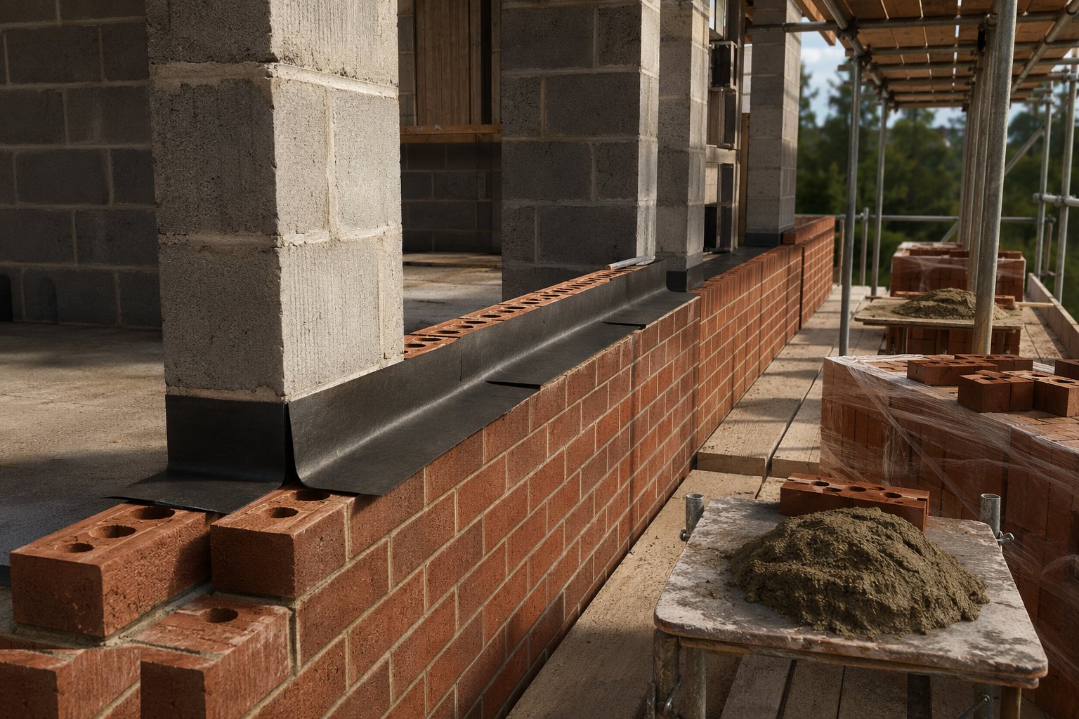 Set out and check the DPC — Brick Wall Construction, step 1