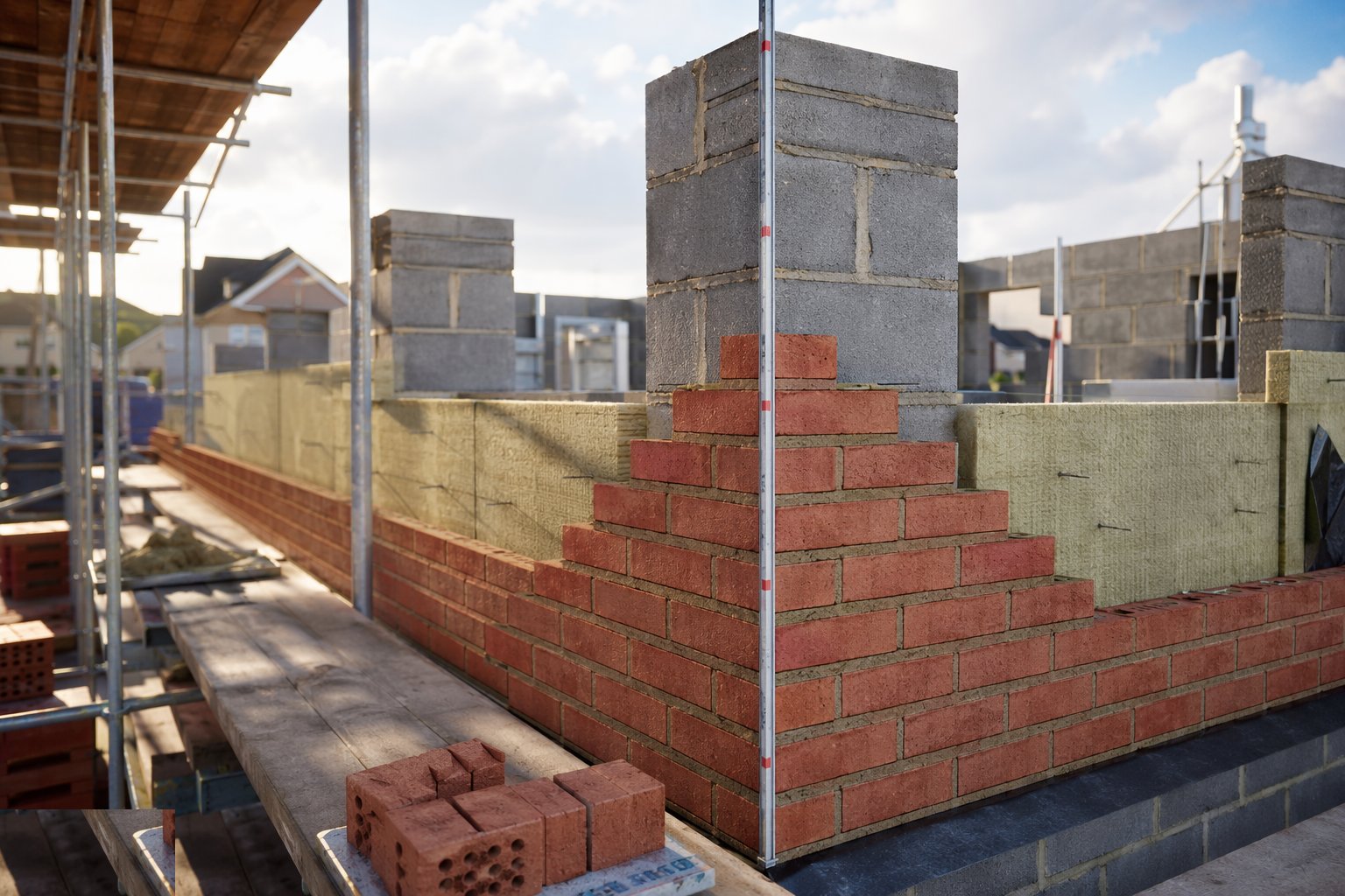 Gauge the corners and quoins — Brick Wall Construction, step 2