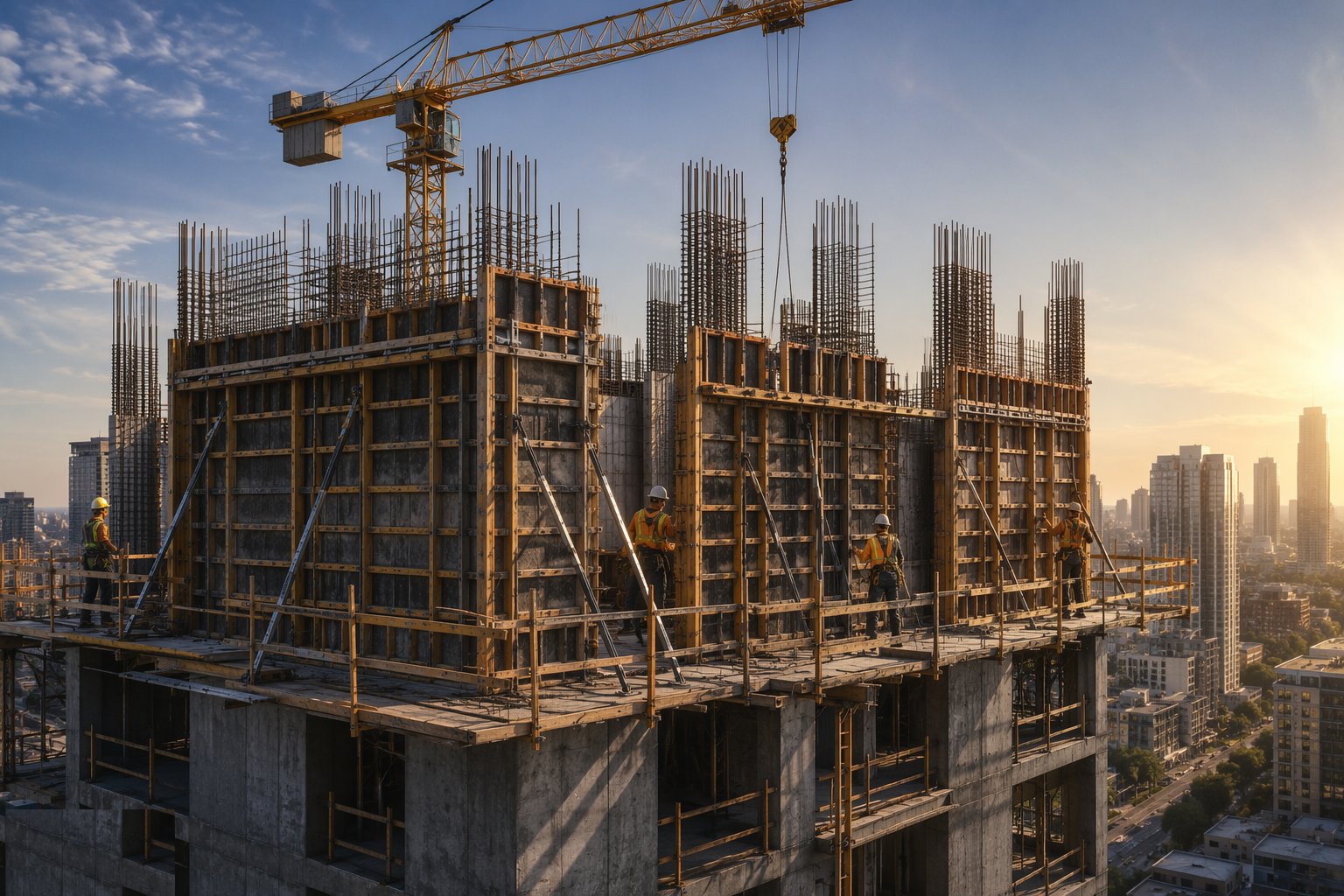 Erect and true the formwork — Concrete Structural Walls, step 3