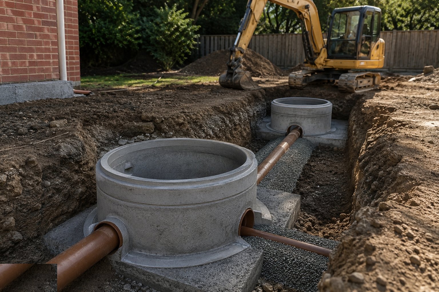Build manholes and inspection chambers — Below-Ground Drainage Installation, step 4