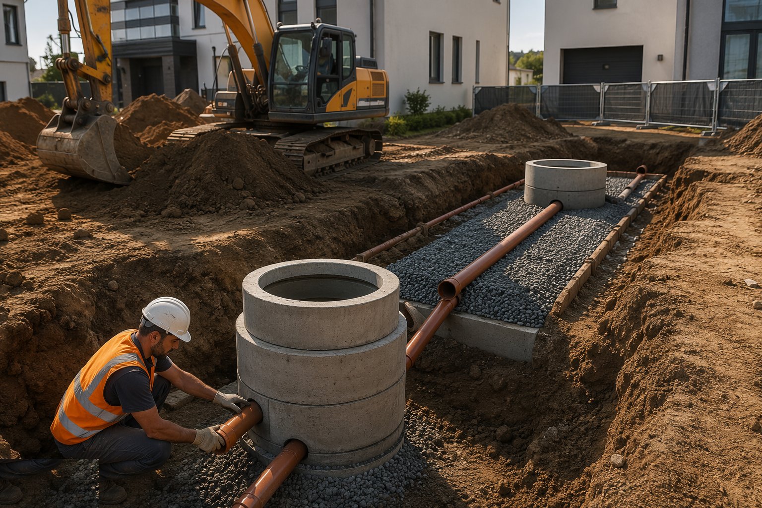 Connect to the sewer, soakaway or pump — Below-Ground Drainage Installation, step 5