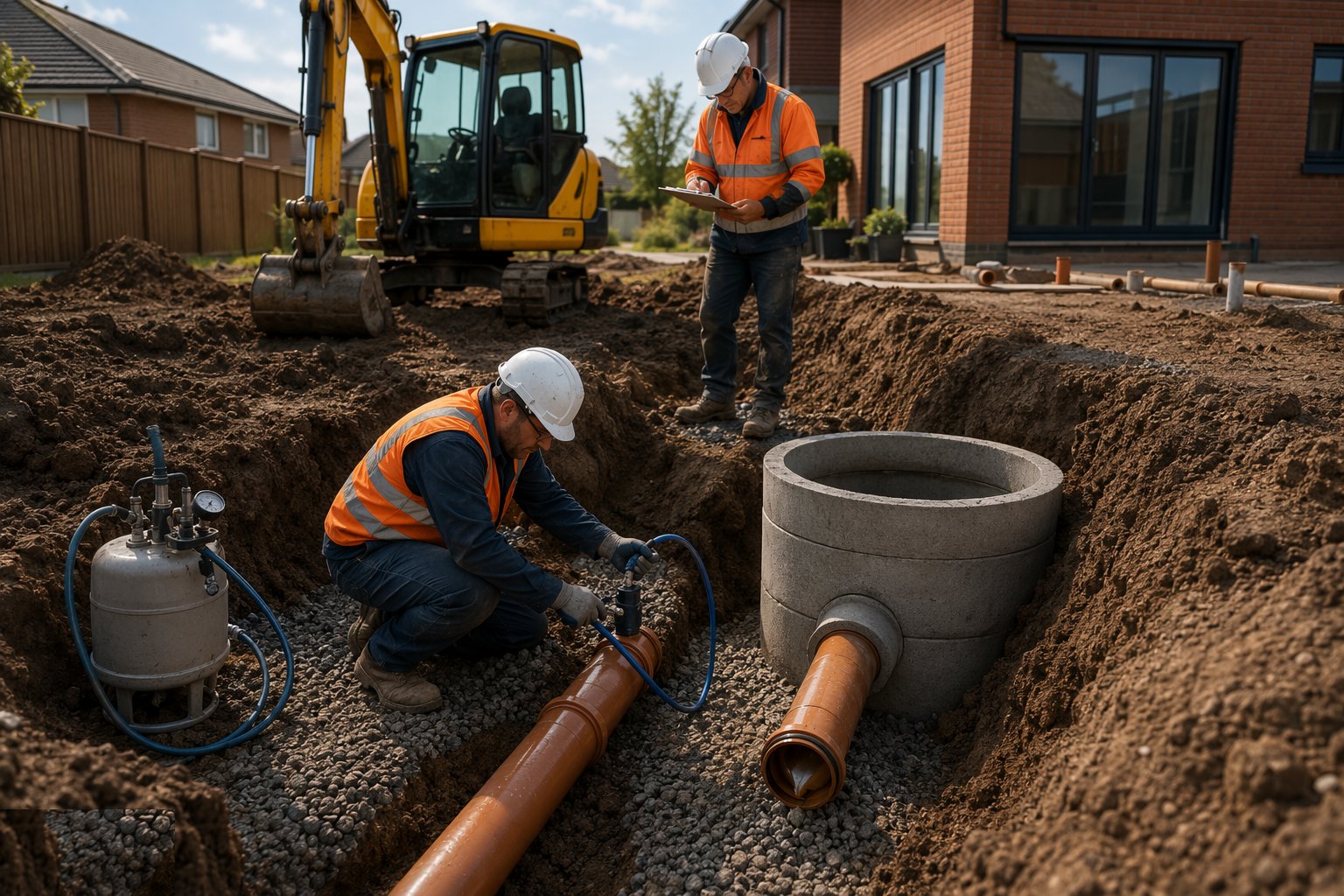 Test before backfill — Below-Ground Drainage Installation, step 6