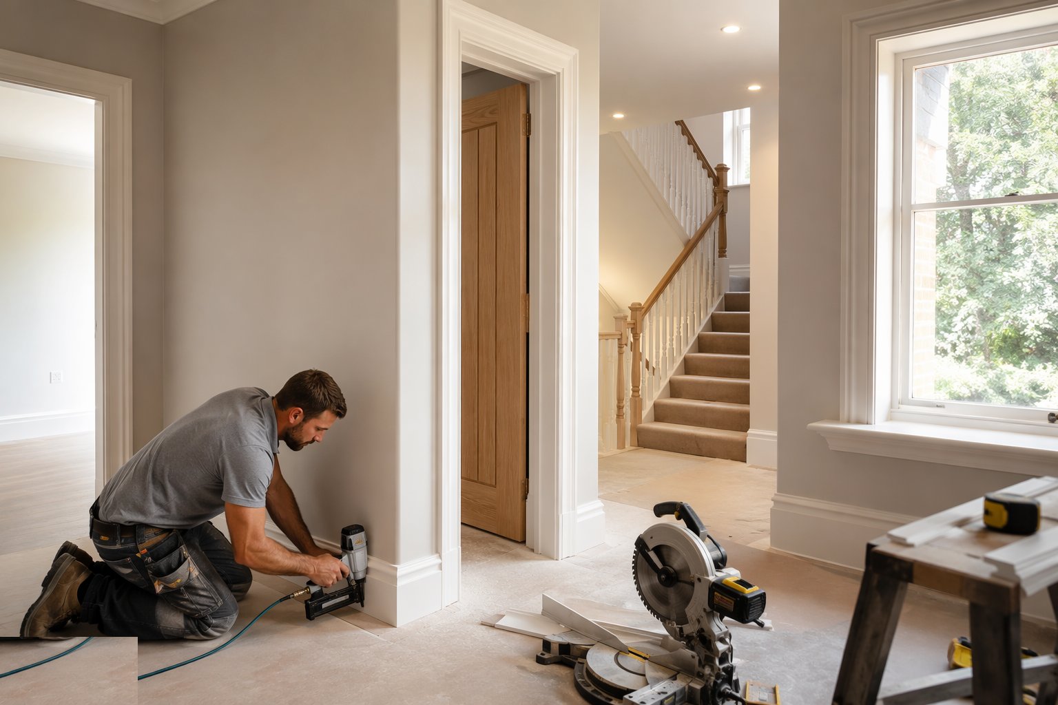 Skirtings, architraves, window boards and balustrades — Carpentry — First & Second Fix, step 7