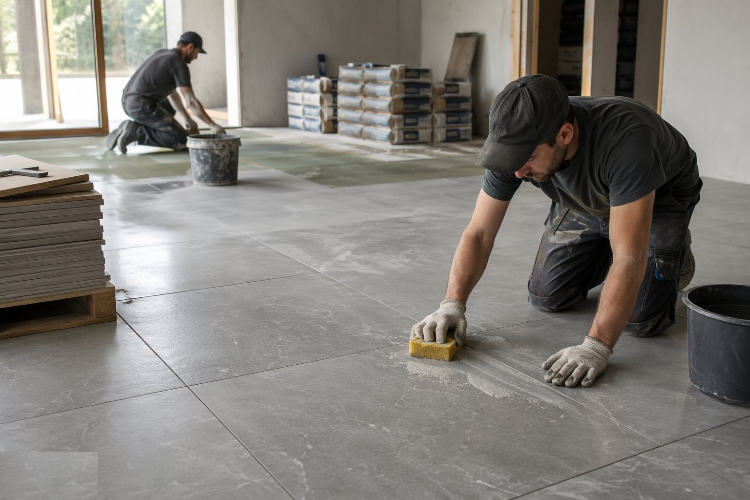 Cure, grout and clean — Flooring & Floor Finishes, step 7