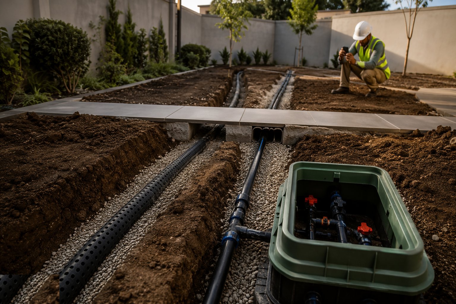 Drainage and irrigation rough-in — Soft Landscaping & Gardens (Homes & Villas), step 2