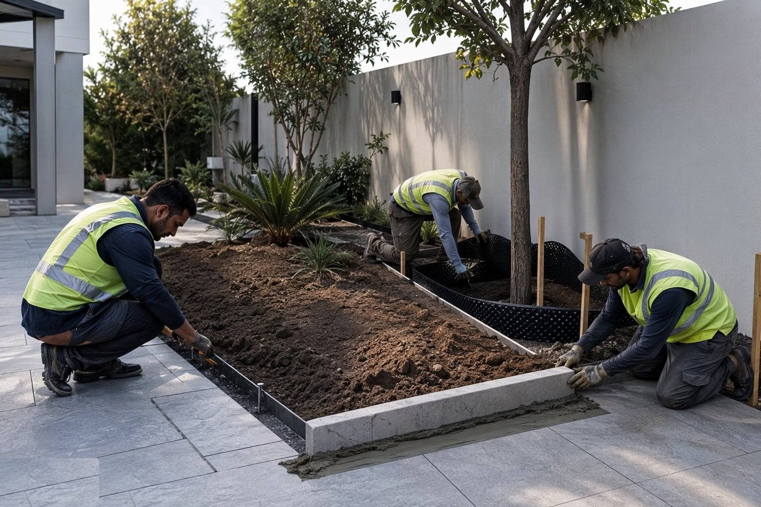 Hard-landscape interfaces and edging — Soft Landscaping & Gardens (Homes & Villas), step 4