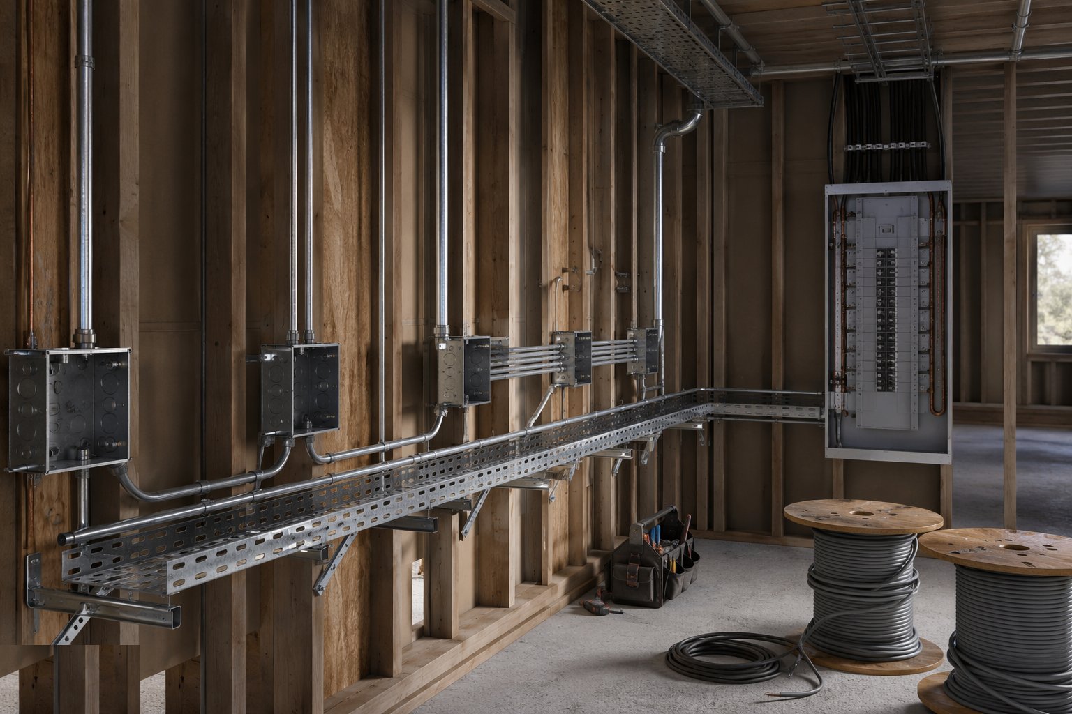 Install containment and back boxes — first fix — MEP — Electrical (First & Second Fix), step 2