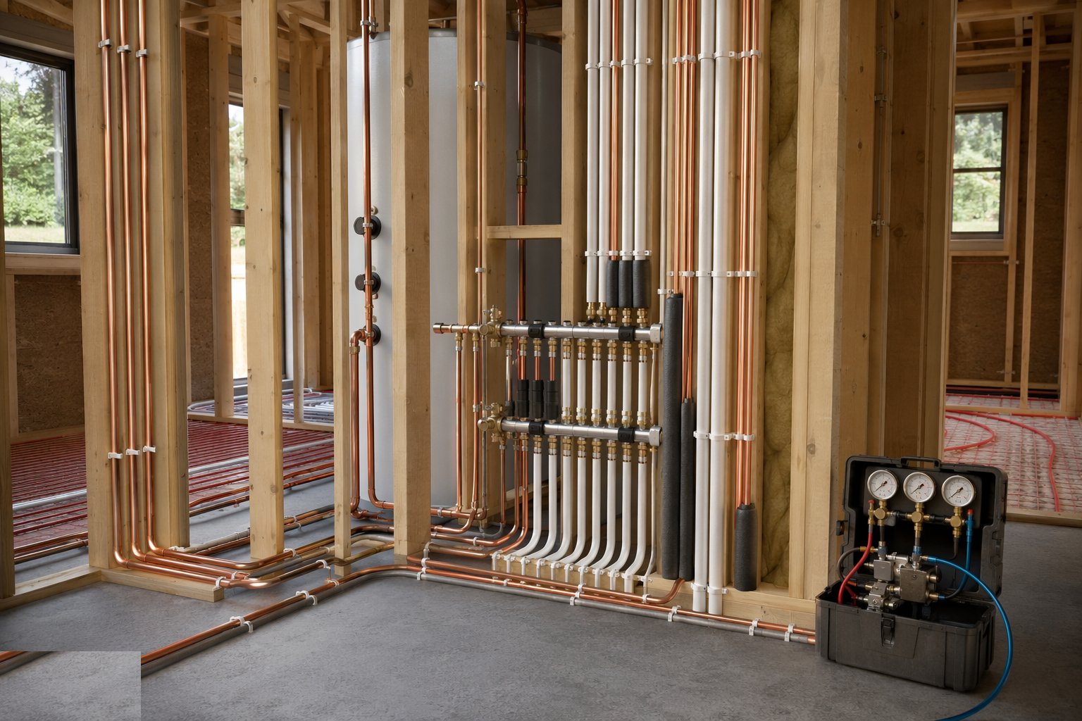 Run distribution pipework — first fix — MEP — Plumbing (First & Second Fix), step 3