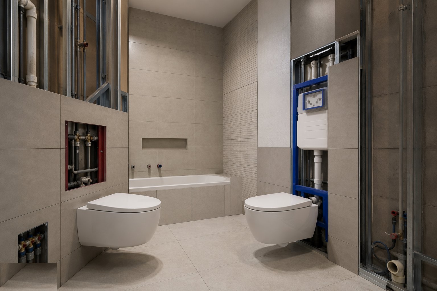 Coordinate the tiling and boxing — Sanitary Installation, step 3