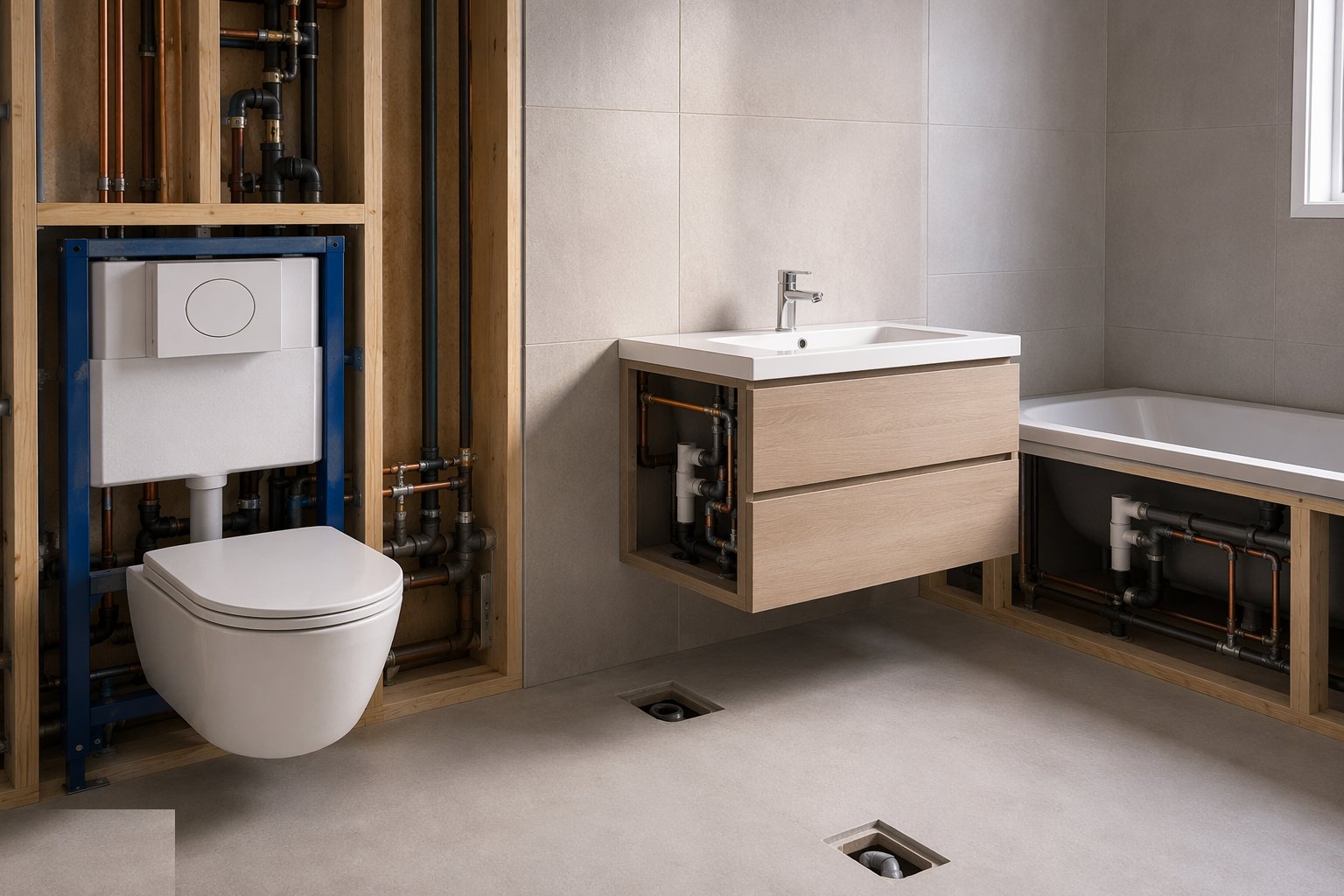 Set and connect the ware — Sanitary Installation, step 4