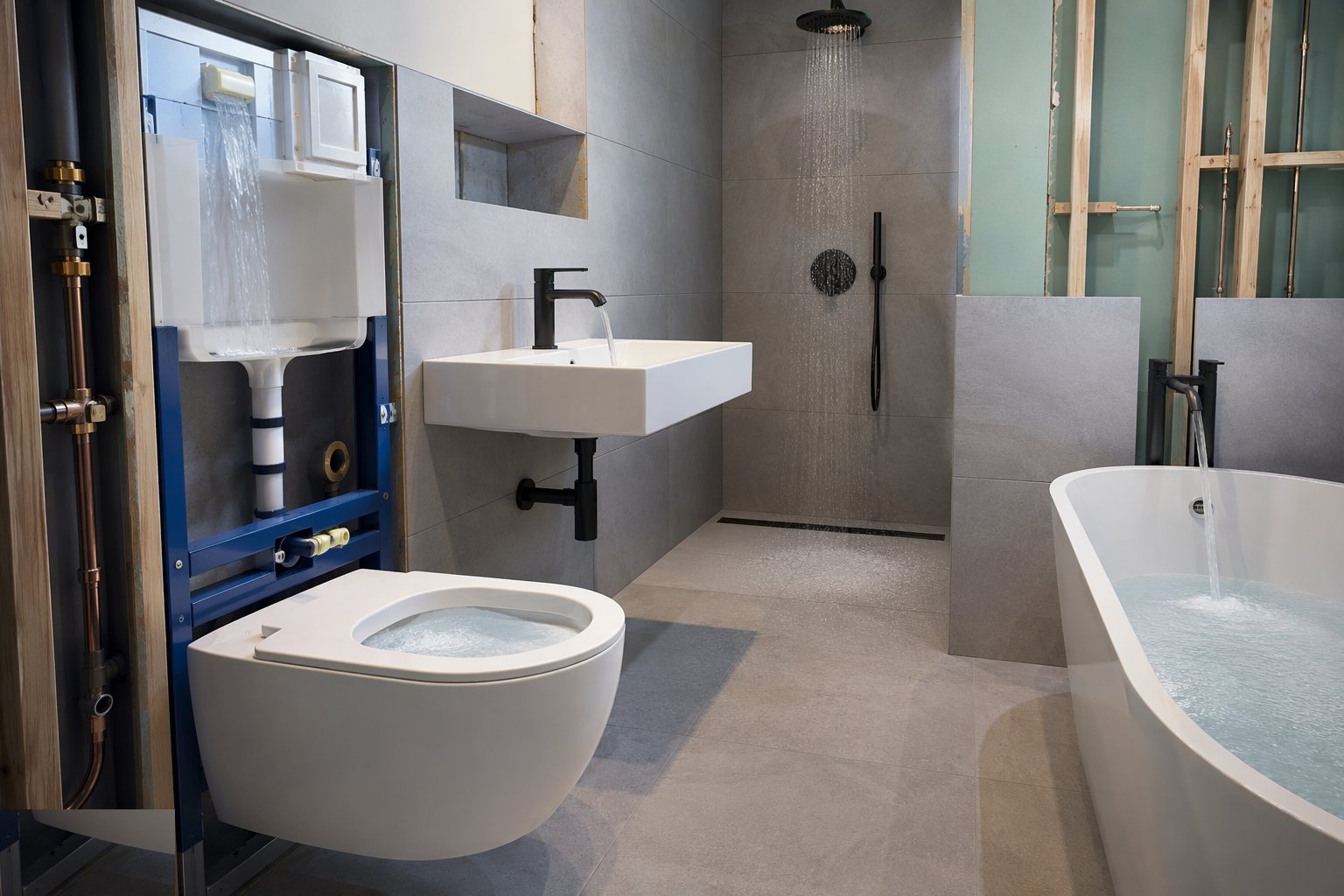 Fill, flush and test everything — Sanitary Installation, step 6