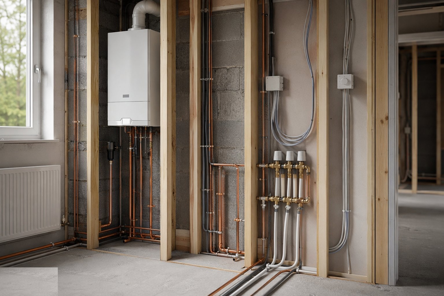 First fix — pipes and wiring to the right places — TRVs & Heating Controls, step 2