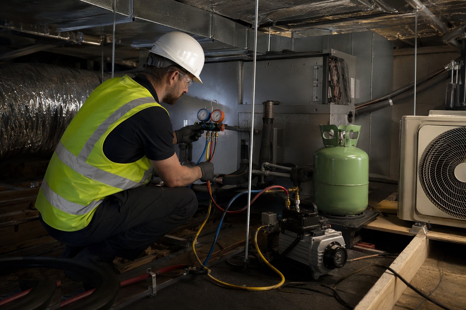 Evacuate, charge and connect controls — Ventilation & Air Conditioning, step 5