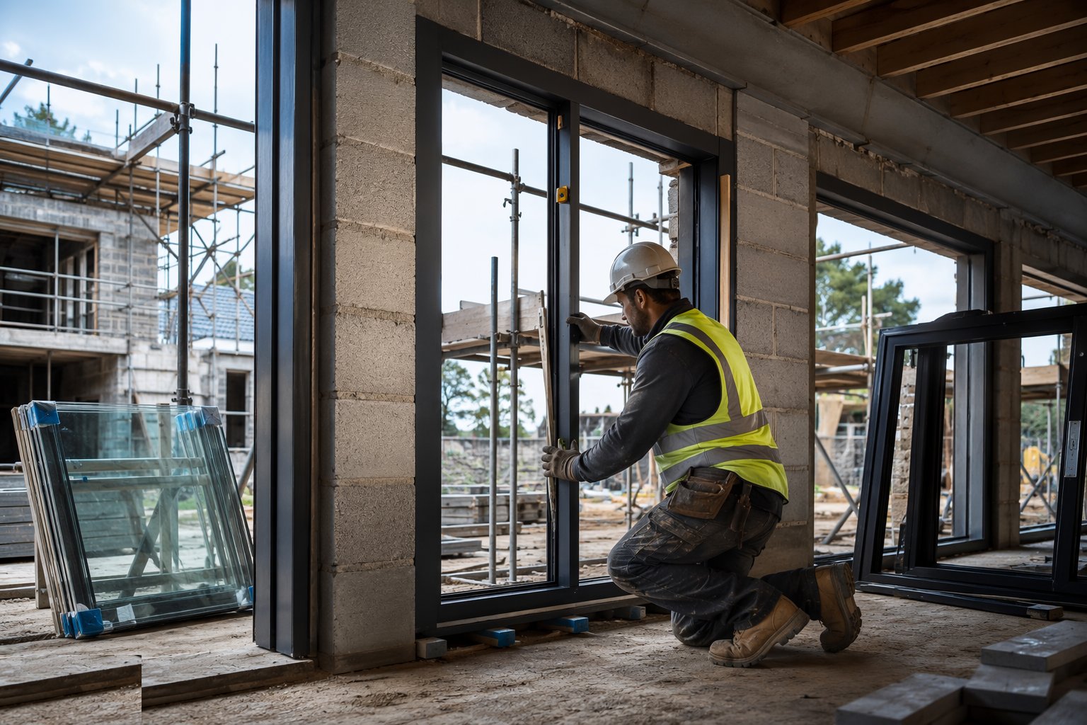 Set the frame plumb, level and packed — Windows & Doors Installation, step 3