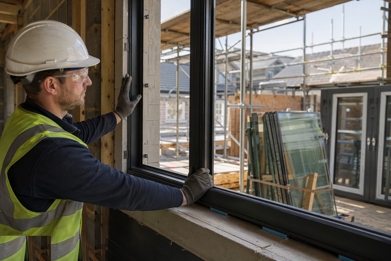 Glaze, bead and fit hardware — Windows & Doors Installation, step 6