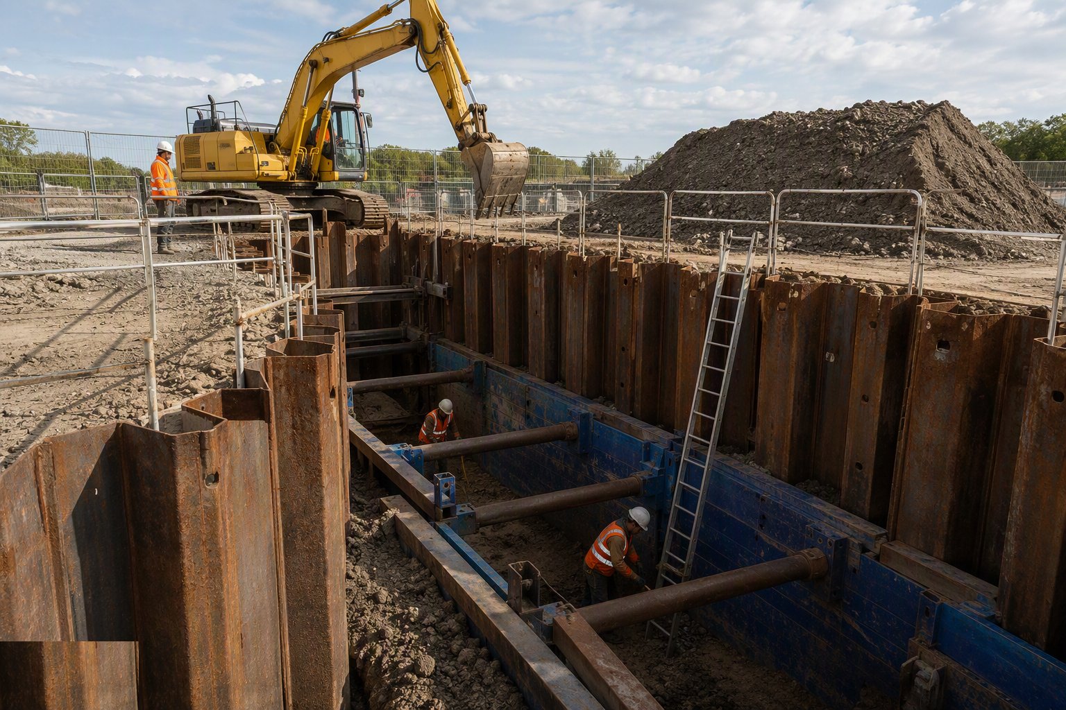Set up edge protection and access — Excavation Support and Trench Shoring, step 3