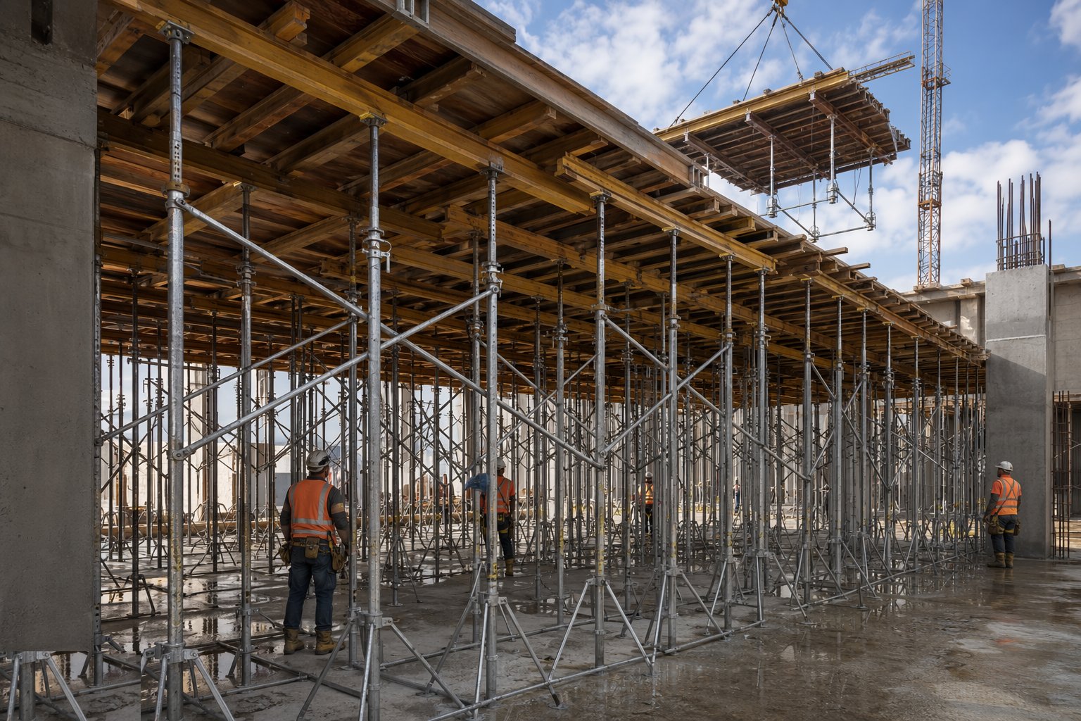 Erect to the drawing and brace the system — Horizontal Formwork and Falsework, step 3