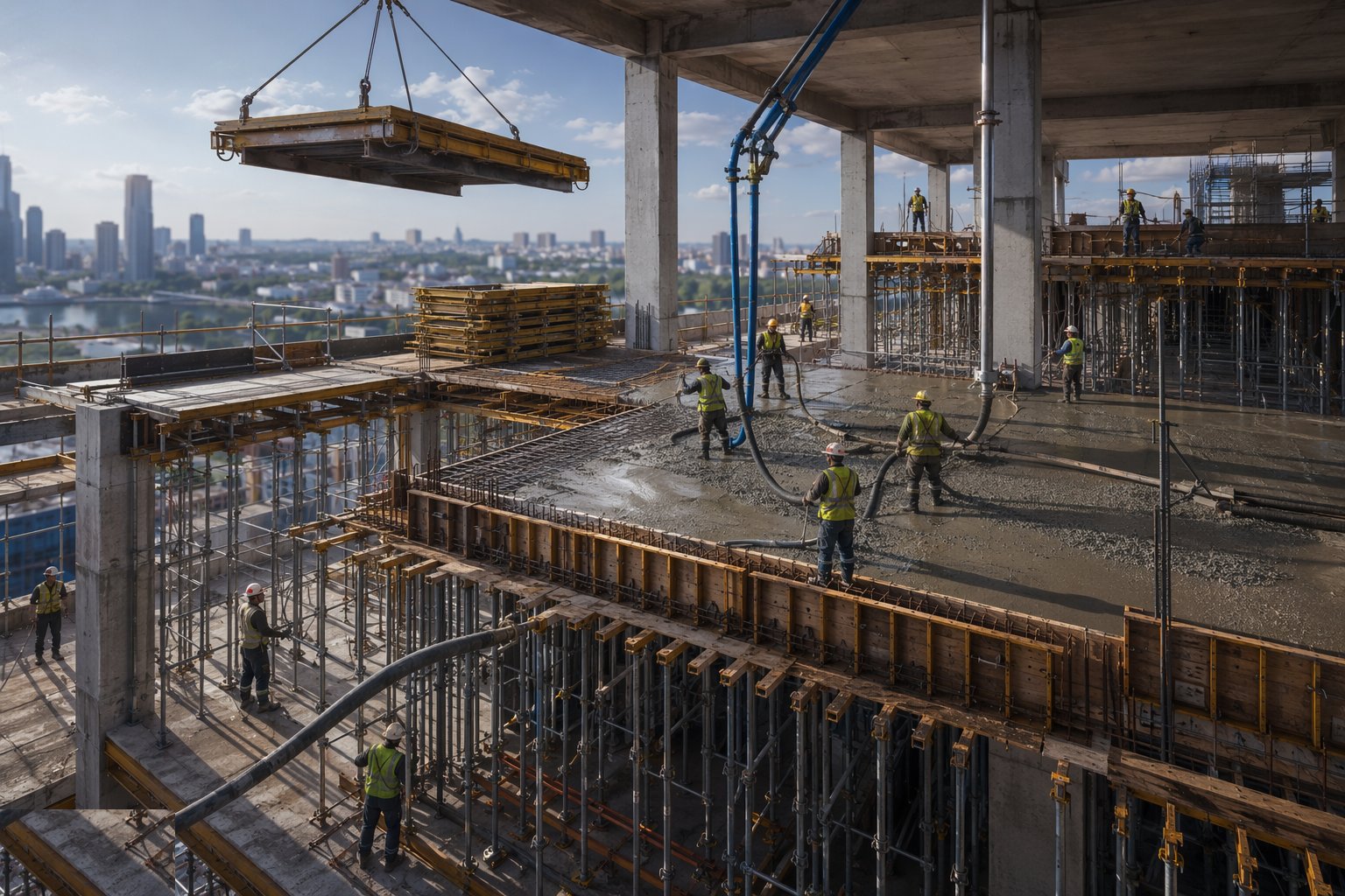 Pour and monitor the deck — Horizontal Formwork and Falsework, step 5