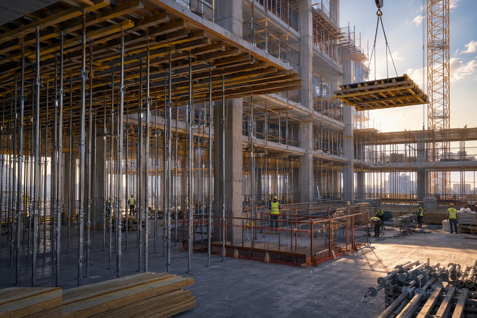 Hold the back-props and manage the floors below — Horizontal Formwork and Falsework, step 6