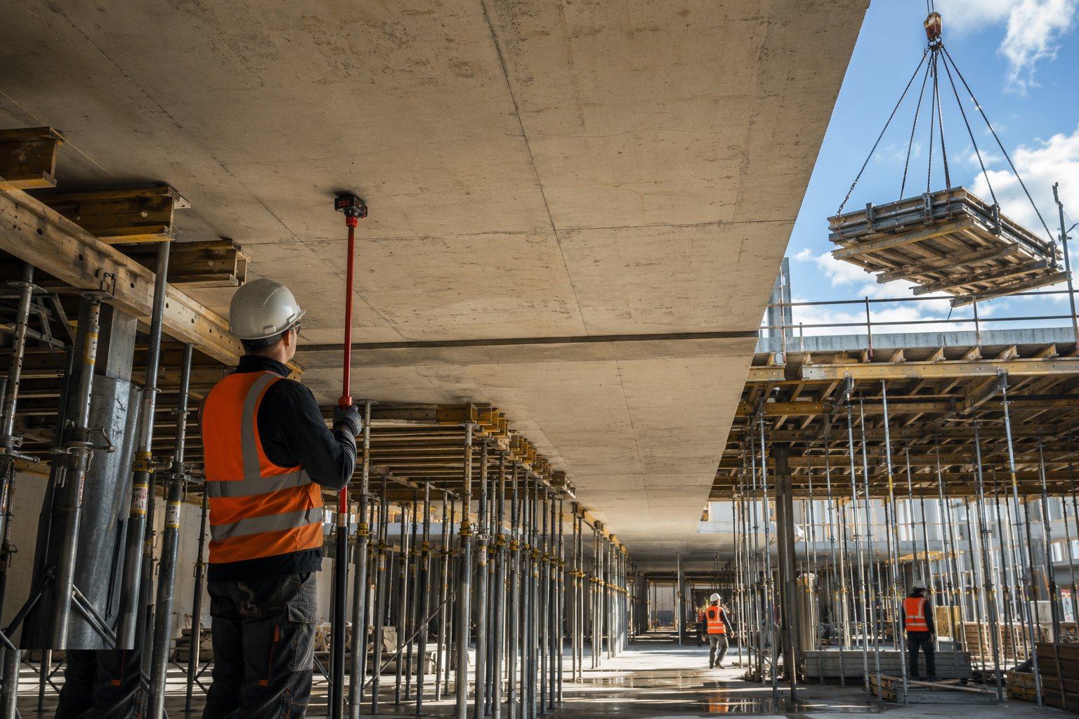 Check deflection and hand the slab over — Horizontal Formwork and Falsework, step 8
