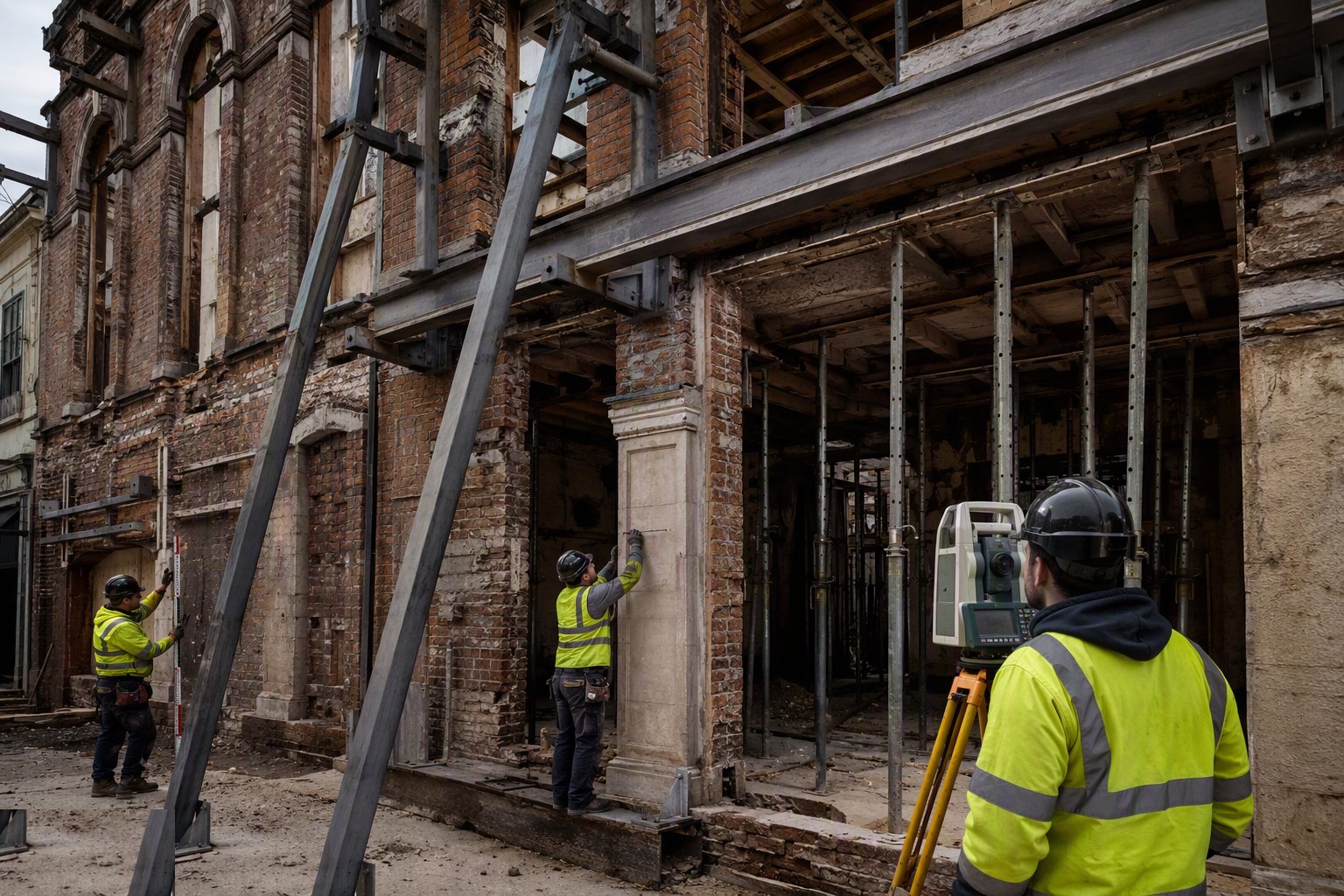 Survey, investigate and establish the loads — Propping, Façade Retention and Temporary Support, step 1