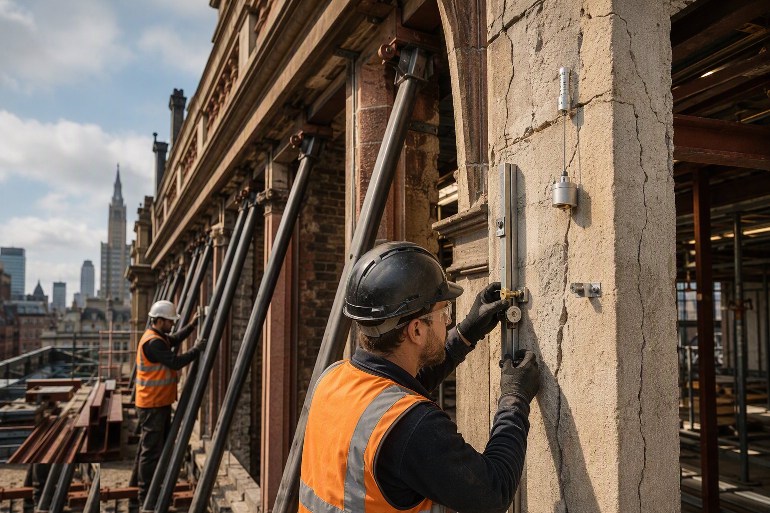 Pre-load check and baseline monitoring — Propping, Façade Retention and Temporary Support, step 3