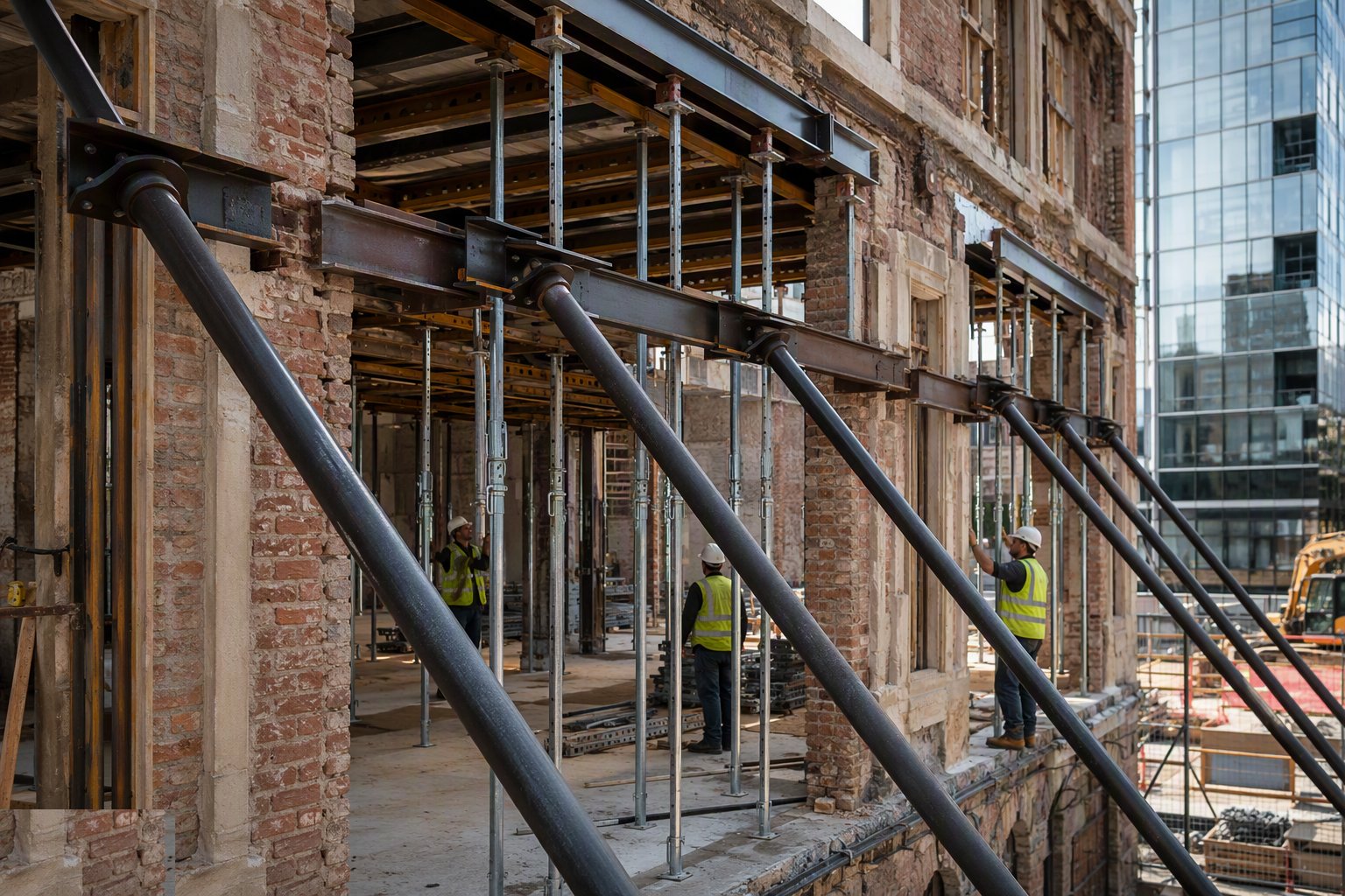 Install needles, props and shores in sequence — Propping, Façade Retention and Temporary Support, step 4