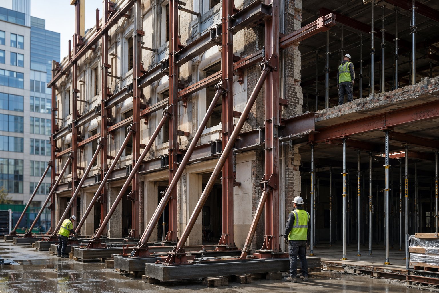 Erect the façade retention frame — Propping, Façade Retention and Temporary Support, step 5
