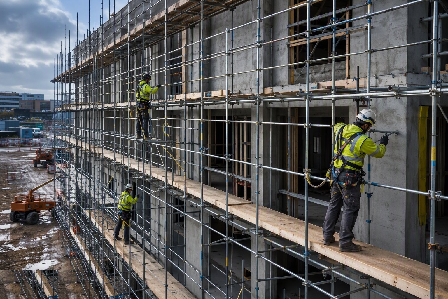 Install ties and anchors as the scaffold rises — Scaffolding and Access Systems, step 4