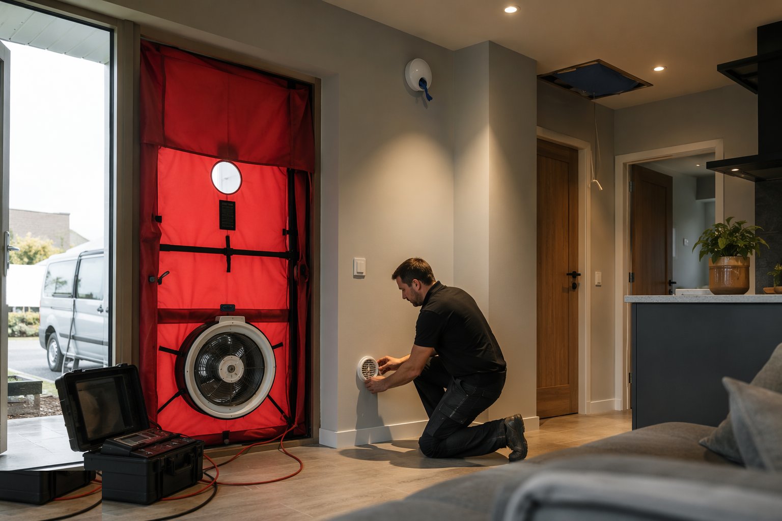 Prepare the dwelling — Air tightness testing, step 2
