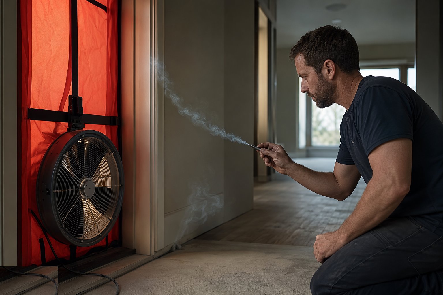 Hunt failures with smoke — Air tightness testing, step 5