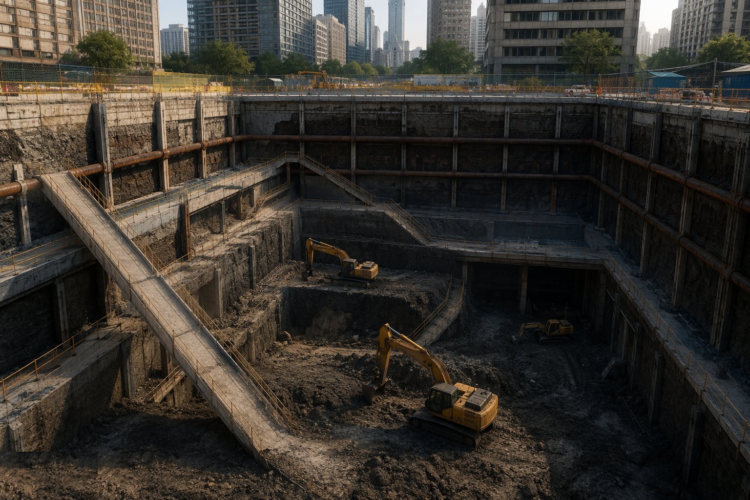 Design the support and the sequence first — Basement / deep excavation, step 1